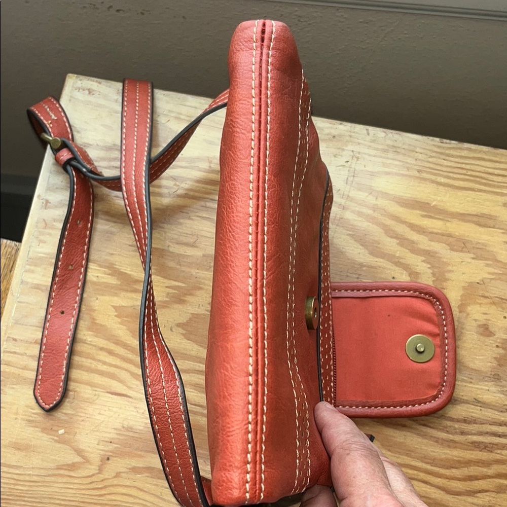 Chaps Coral Red Crossbody Bag - Picture 7 of 9
